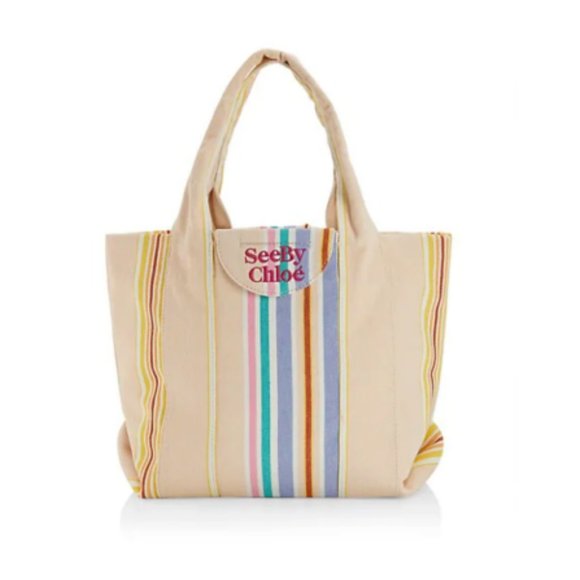 See by Chloé Laetizia Striped Tote Bag in Smooth Tan MSRP$450 Great Reviews - Picture 11 of 13